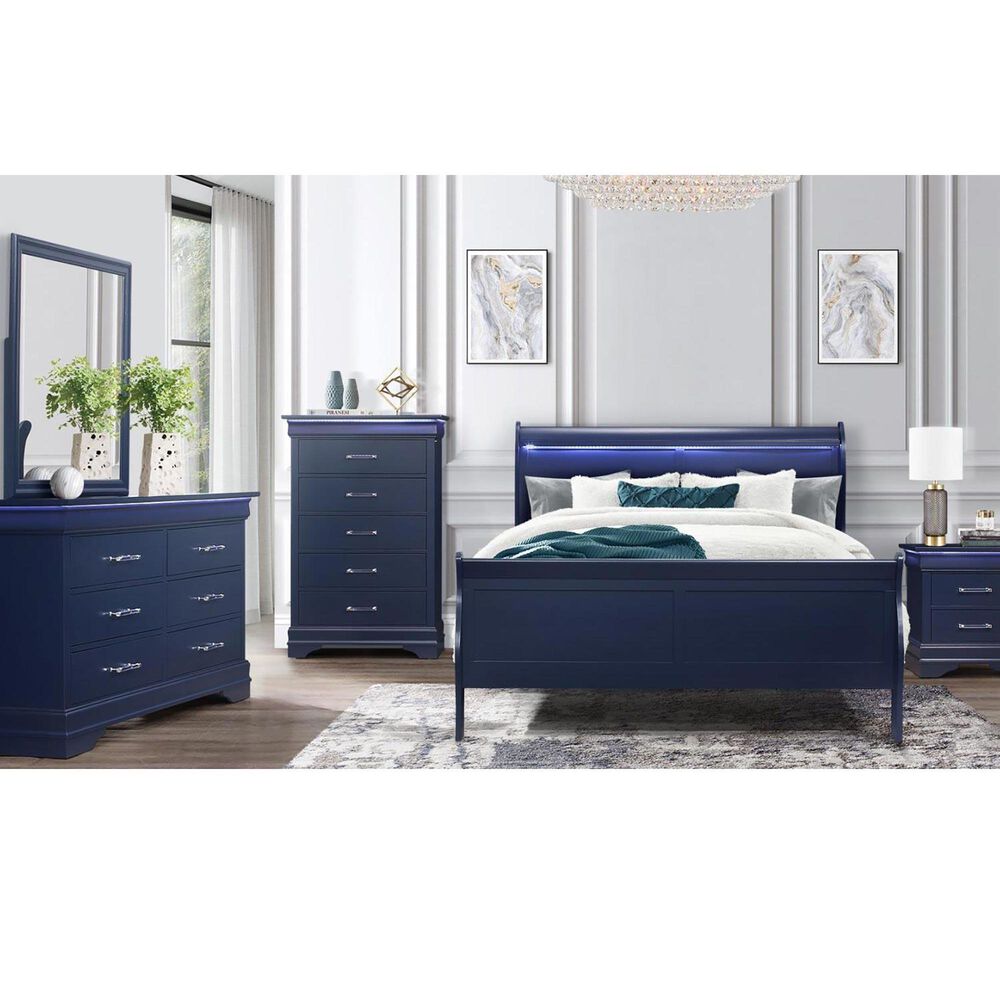 Global Furniture USA Charlie Full Bed in Blue, , large