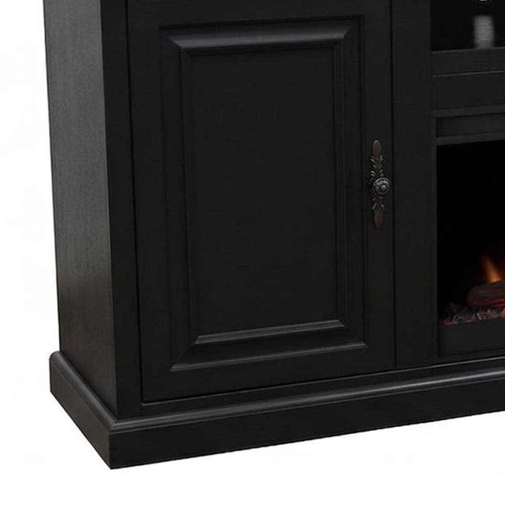 Legends Home Kensington 86" Fireplace Console with Fireplace Insert in Black, , large