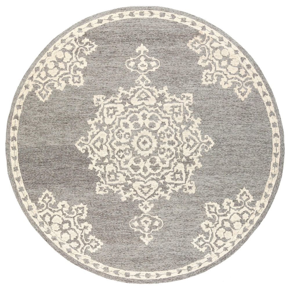 Surya Granada GND-2310 6' Round Medium Gray, Beige and Charcoal Area Rug, , large