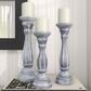 Maple and Jade Turned Pillar Decorative Candle Holder in Washed Gray and Black (Set of 3), , large