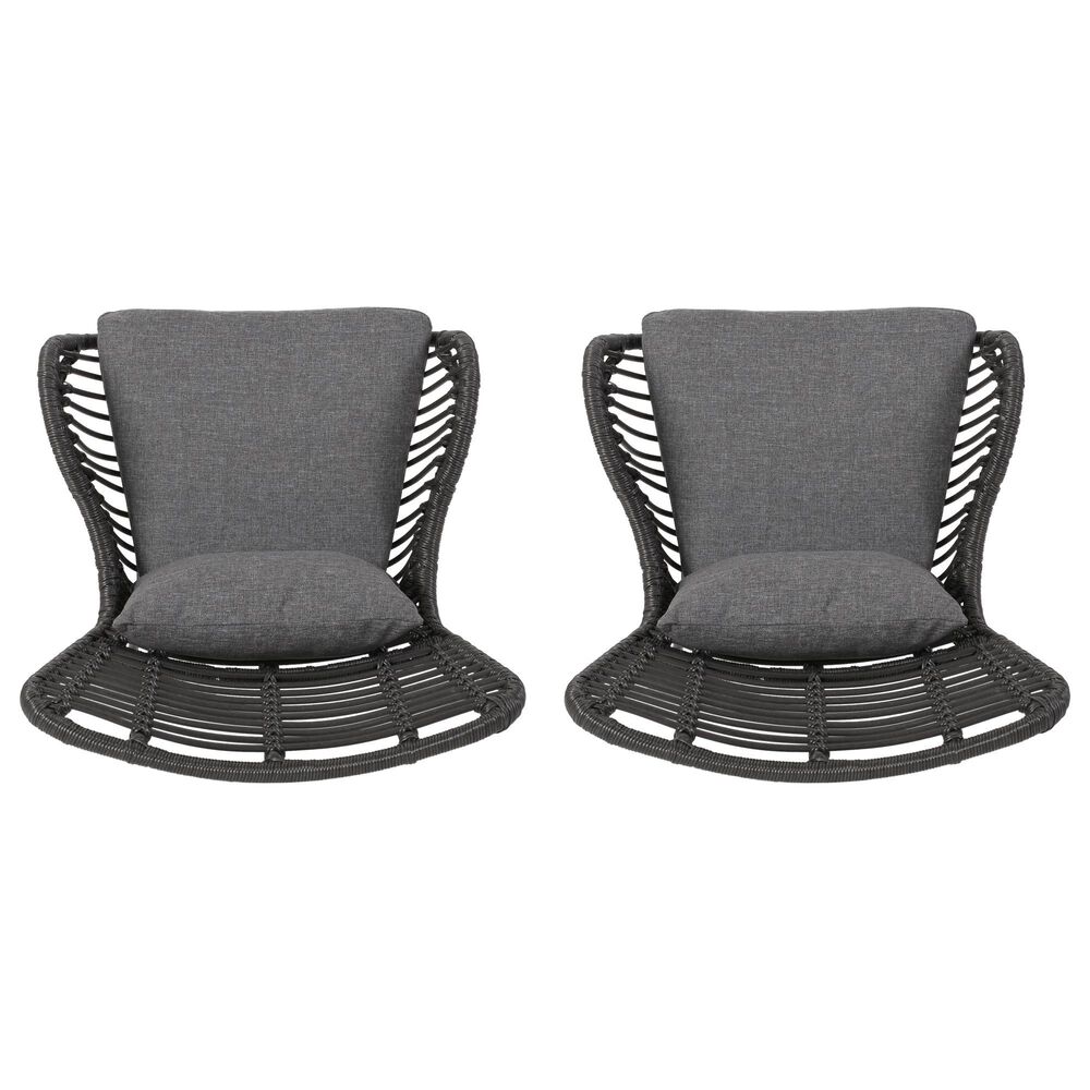 Hearth and Haven Tapscott Patio Club Chair with Dark Gray Cushion in Grey &#40;Set of 2&#41;, , large