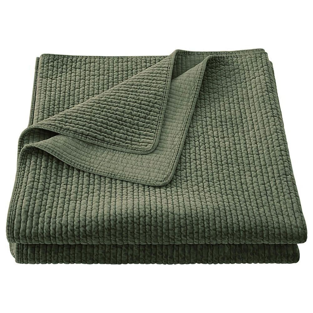 HiEnd Accents Stonewashed Velvet Full/Queen Quilt in Fern Green, , large