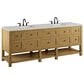 James Martin Breckenridge 84" Double Bathroom Vanity in Light Natural Oak with 3 cm Eternal Jasmine Pearl Top and Rectangular Sinks, , large