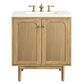 James Martin Vanities Laurent 30" Single Bathroom Vanity in Light Natural Oak with 3 cm White Zeus Quartz Top and Rectangular Sink, , large