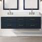 Lexora Home Castor 60" Double Bathroom Vanity in Blue with 2 cm White Quartz Top and Rectangular Sinks, , large