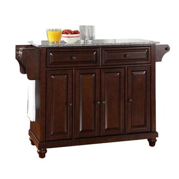 Crosley Furniture Cambridge Solid Granite Top Kitchen Island in Vintage Mahogany, , large