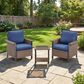 Sunwell Garden 18" Patio Square Side Table with Glass Top in Brown, , large