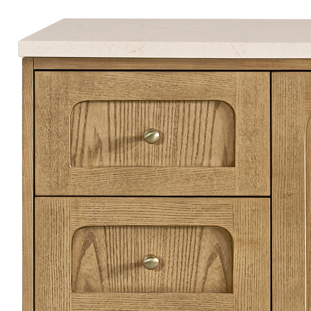 James Martin Vanities Laurent 60&quot; Single Bathroom Vanity in Light Natural Oak with 3 cm Eternal Marfil Quartz Top and Rectangular Sink, , large