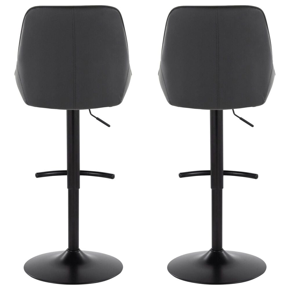 LumiSource Diana Adjustable Barstool with Black Faux Leather Upholstery in Black (Set of 2), , large