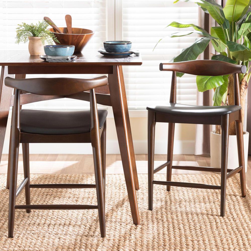 Baxton Studio Eira Counter Stool in Walnut (Set of 2), , large
