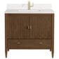 James Martin Vanities Myrrin 36" Vanity in Mid-Century Walnut with Single Hole and 3 cm White Zeus Quartz Top & Backsplash, , large