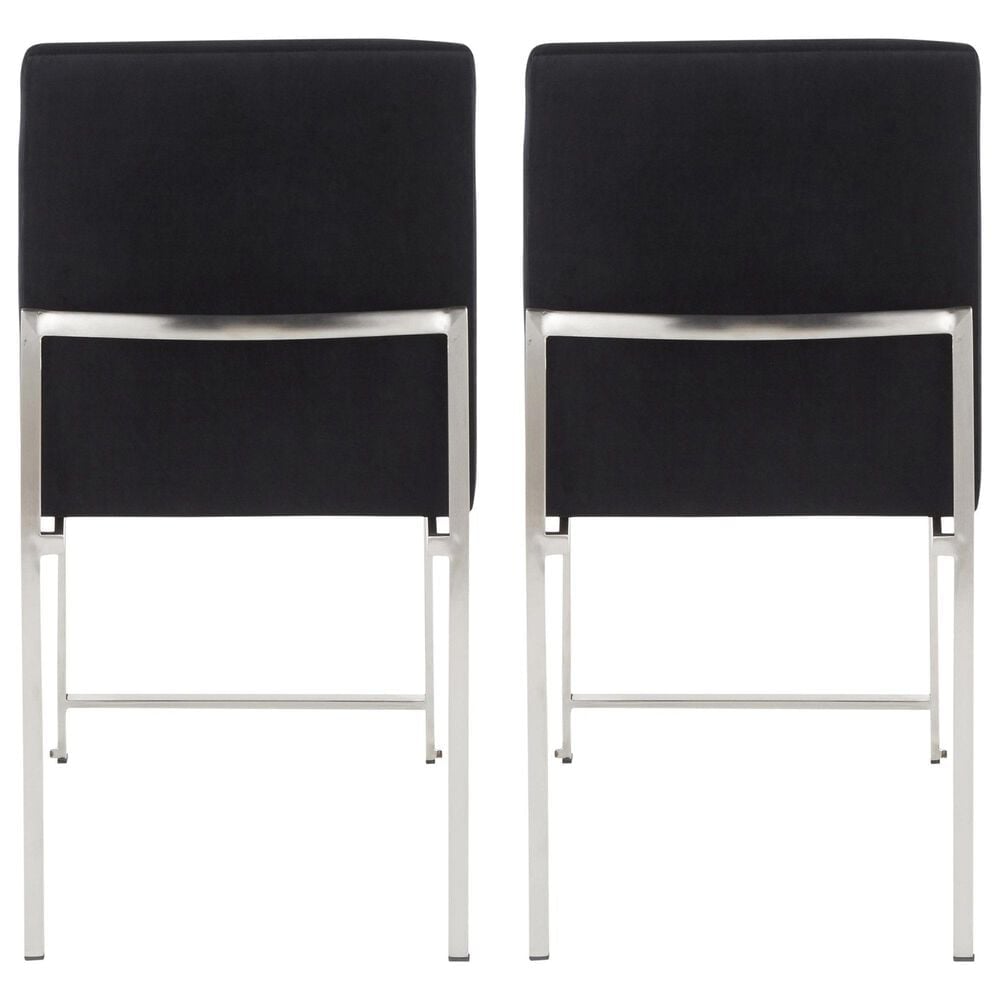 LumiSource Fuji Side Chair with Black Velvet Cushion in Brushed Stainless Steel &#40;Set of 2&#41;, , large