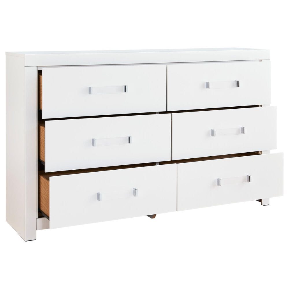 Ashley Maeling King Panel Bed with Dresser and Nightstand in Matte White, , large
