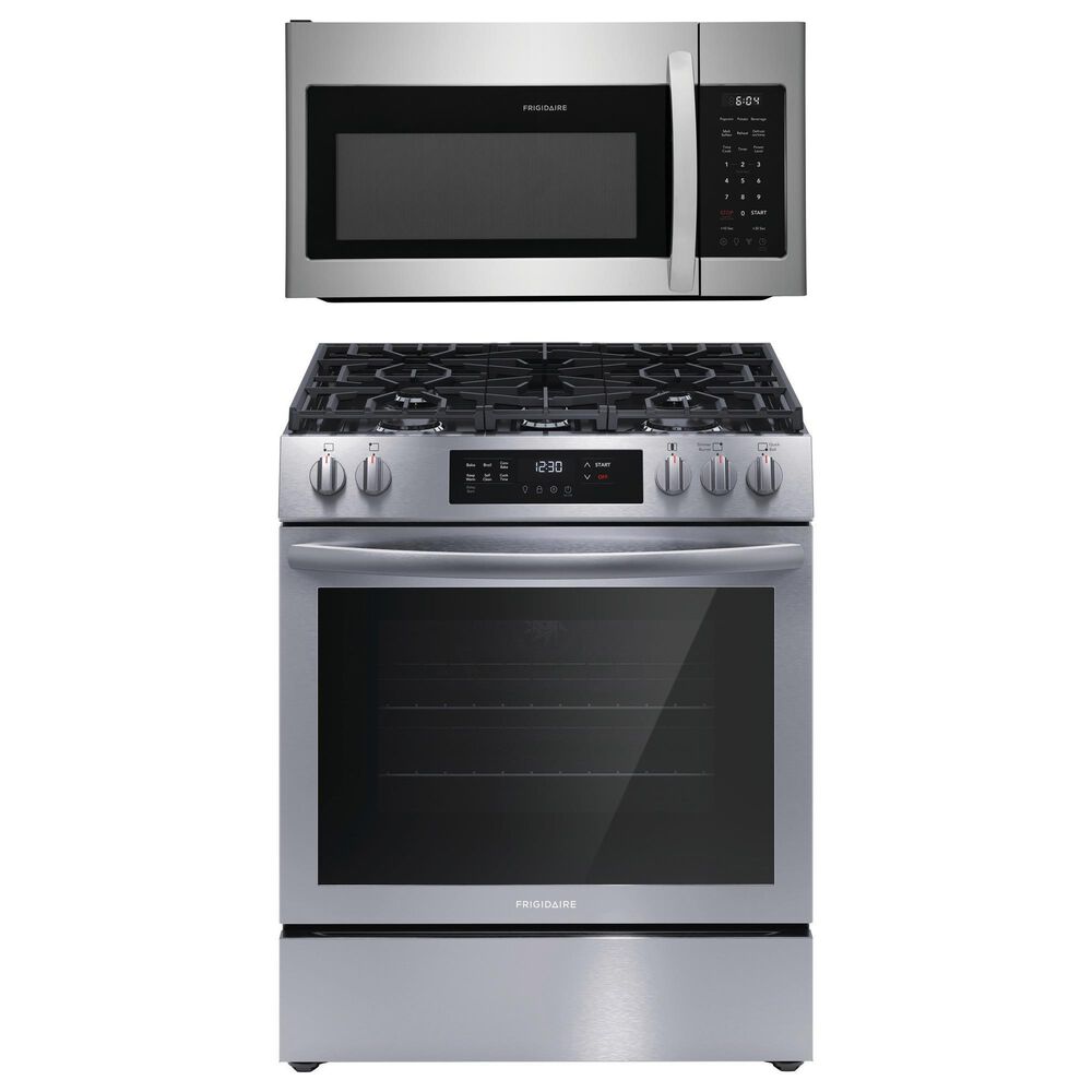 Frigidaire 2-Piece Kitchen Package with 30" Gas Range and 1.8 Cu. Ft. Over-the-Range Microwave in Stainless Steel, , large
