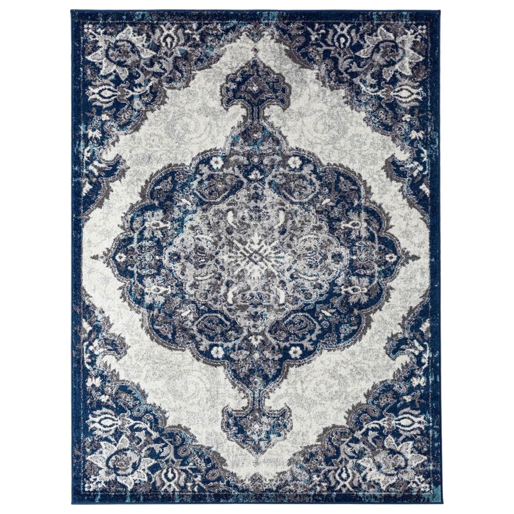 Amer Rugs Alexandria 4" x 6" Ivory and Navy Area Rug, , large