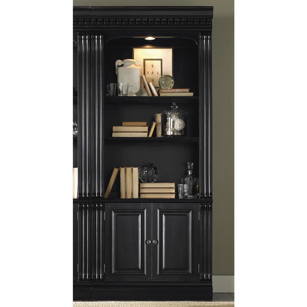 Hooker Furniture Telluride Door Bunching Bookcase in Black with Reddish Brown Rub-Through, , large