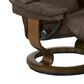 Stressless Medium Chair and Ottoman with Teak Classic Base in Paloma Chocolate, , large