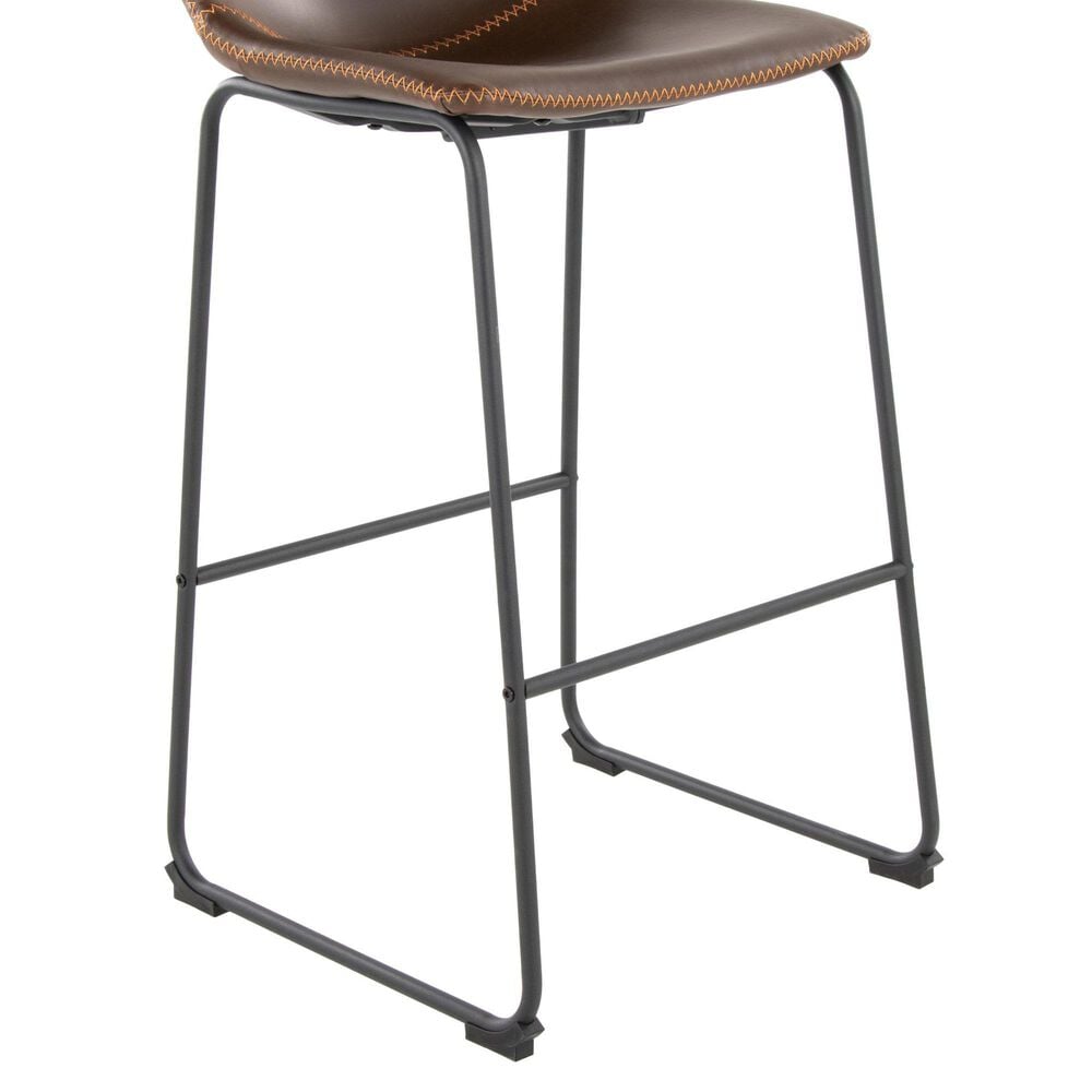 Lumisource Duke Fixed-Height Barstool with Espresso and Orange Cushion in Black, , large