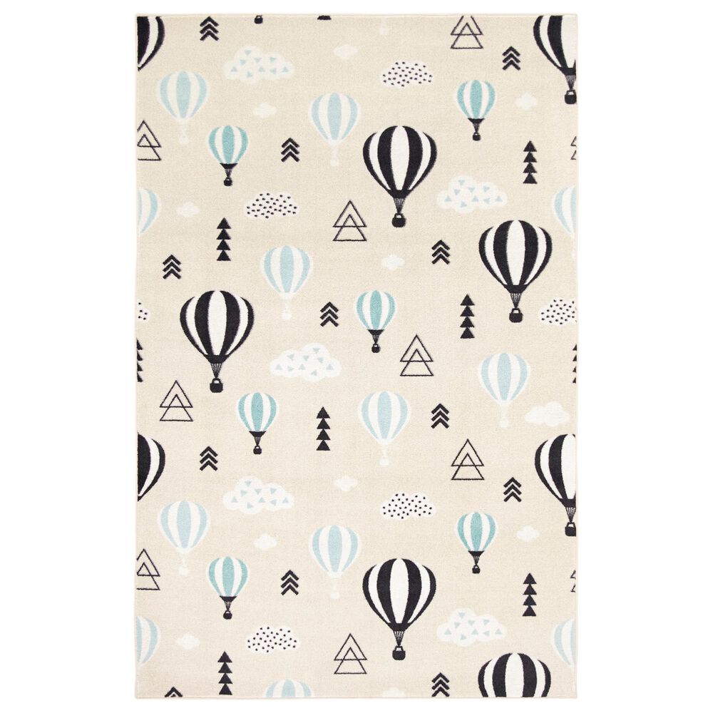 Karastan Prismatic 3"4" x 5" Cream and Blue Kids Area Rug, , large
