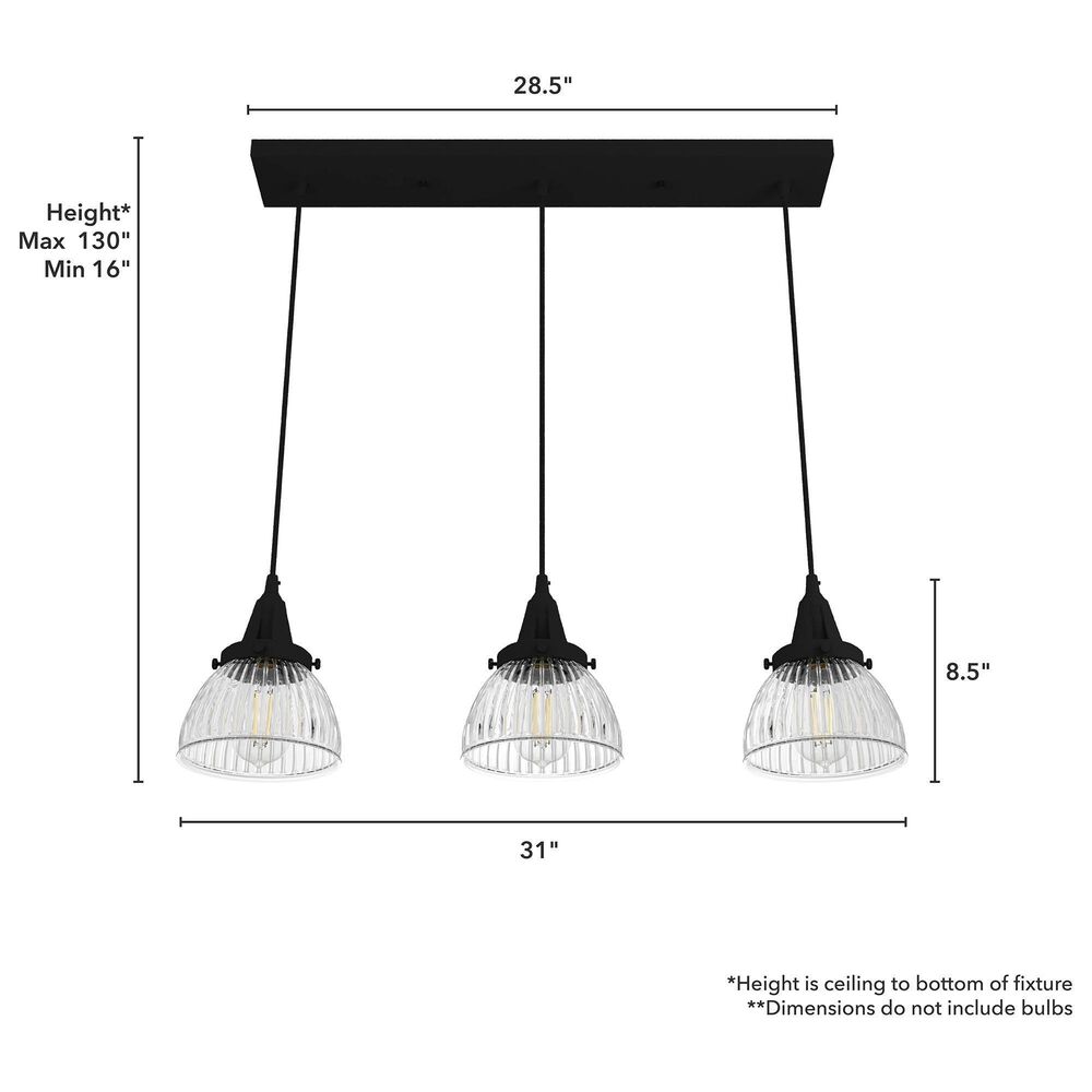 Hunter Cypress Grove 3-Light Linear Cluster in Natural Iron, , large