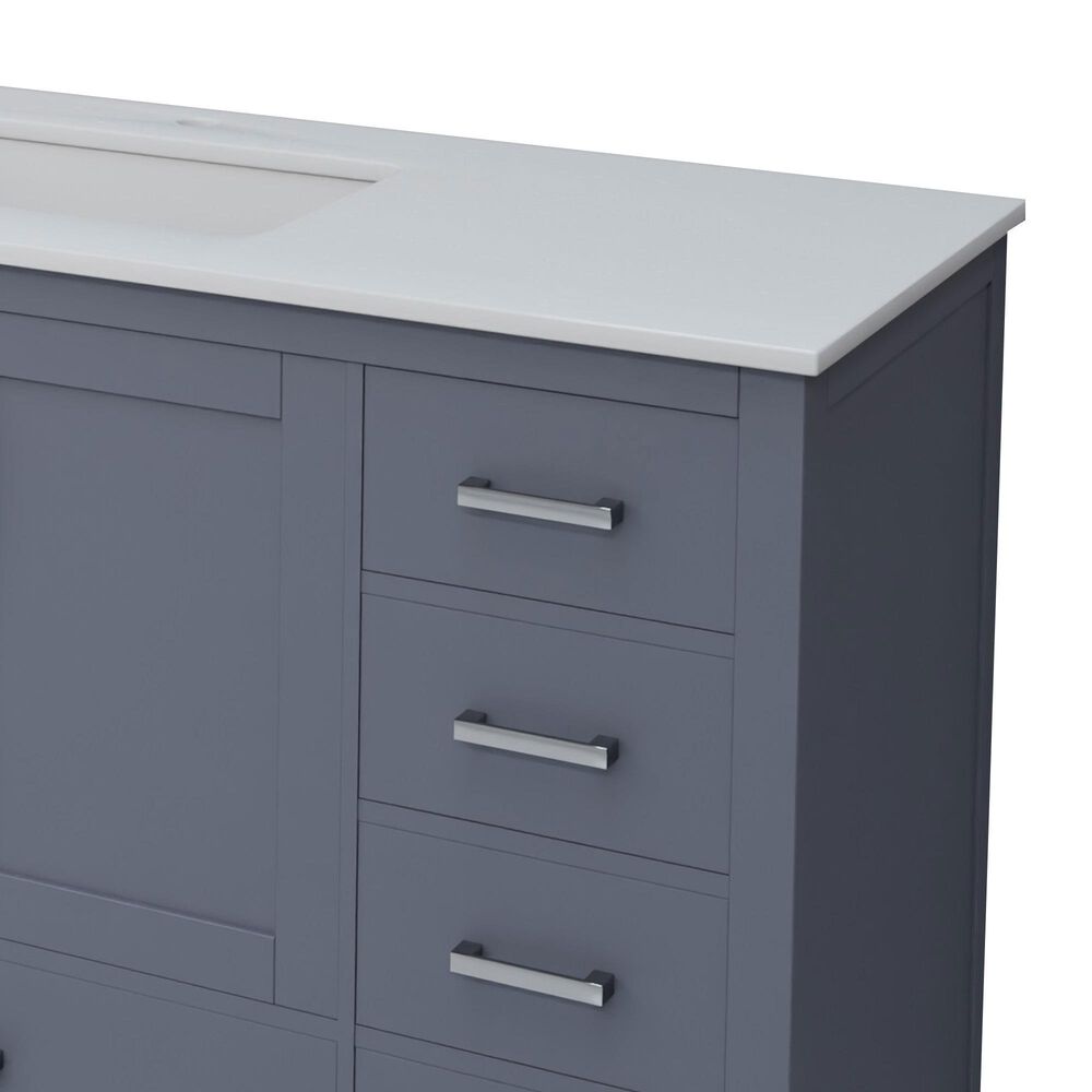 Lexora Home Jacques 84" Double Bathroom Vanity in Dark Grey with 2 cm White Quartz Top and Rectangular Sinks, , large