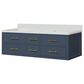 Lexora Home Castor 60" Double Bathroom Vanity in Blue with 2 cm White Quartz Top and Rectangular Sinks, , large