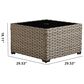 HOMLUX Outdoor Wicker Square Coffee Table with Umbrella Hole in Brown, , large