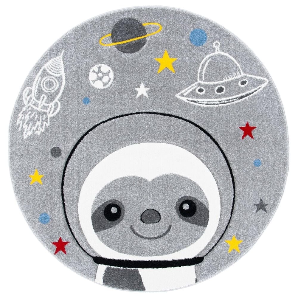 Safavieh Carousel CRK140 6"7" Round Grey and Ivory Kids Area Rug, , large