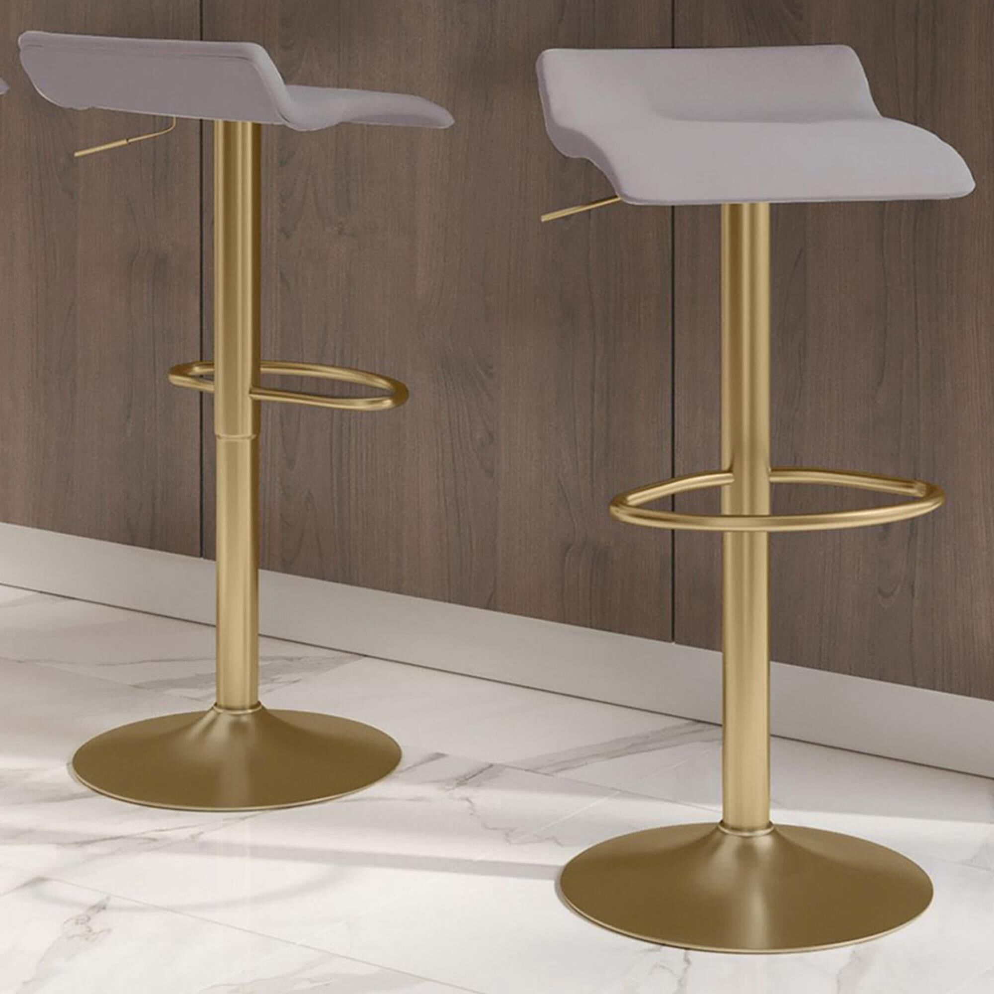 Lumisource Ale Adjustable Swivel Barstool in Silver Set of 2 NFM