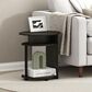 HOMLUX Oval End Table with Bookshelf in Walnut and Black, , large