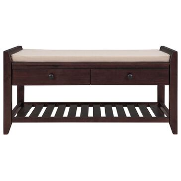 Hearth and Haven Rodney Shoe Storage Bench in Espresso, , large