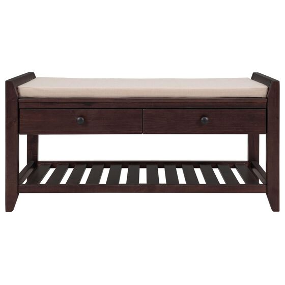 Hearth and Haven Rodney Shoe Storage Bench in Espresso