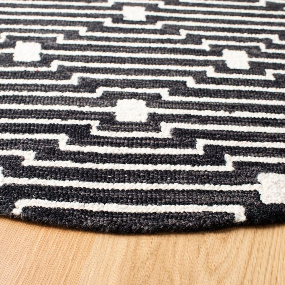 Safavieh Micro-Loop MLP166H 5&#39; Round Charcoal and Ivory Area Rug, , large