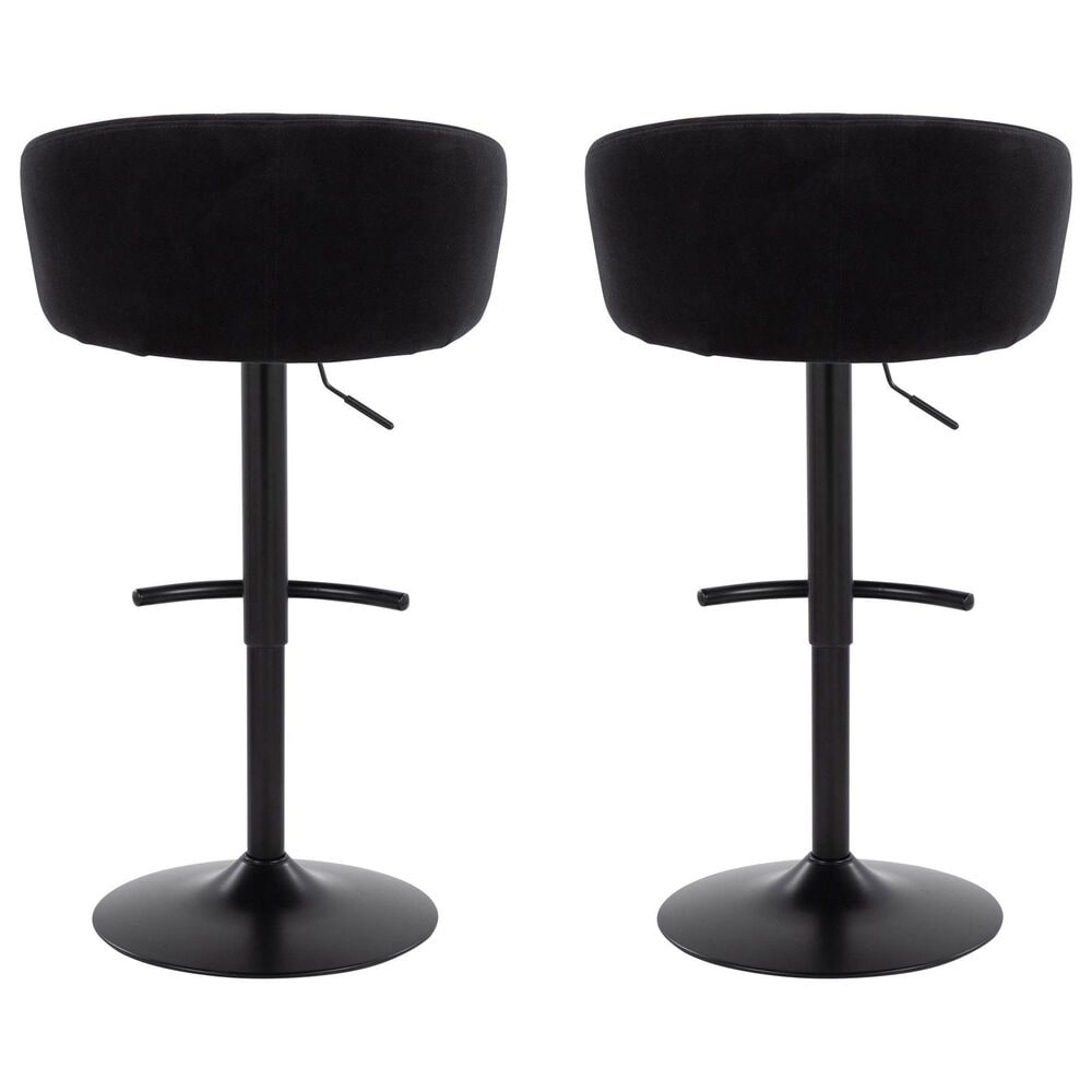 LumiSource Claire Swivel Adjustable Barstool with Black Velvet Upholstery in Black (Set of 2), , large