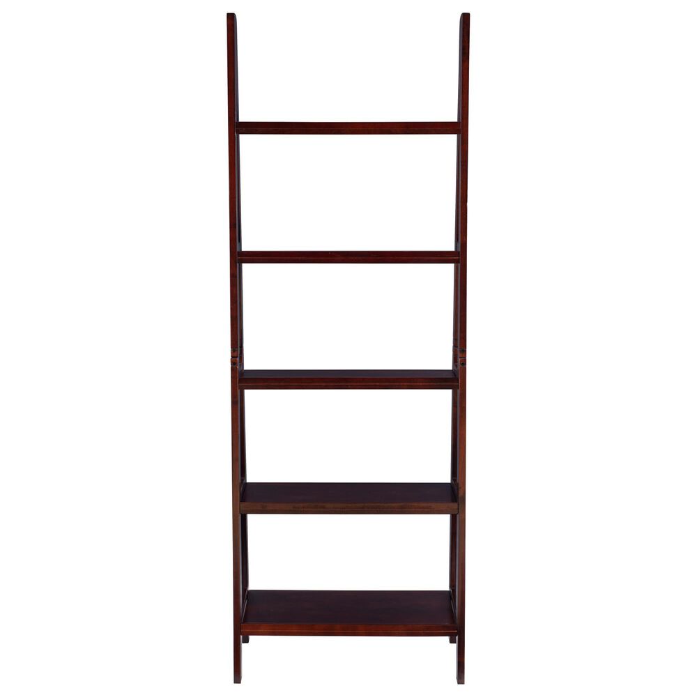 Linon Home Decor Acadia 5-Shelf Ladder Bookcase in Espresso, , large