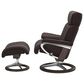 Stressless Admiral Medium Leather Chair and Ottoman Set in Paloma Chocolate, , large