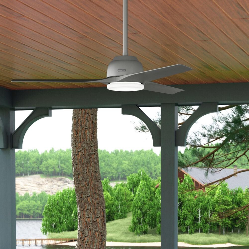 Hunter Gallegos 52&quot; Outdoor Ceiling Fan with Light in Matte Silver, , large
