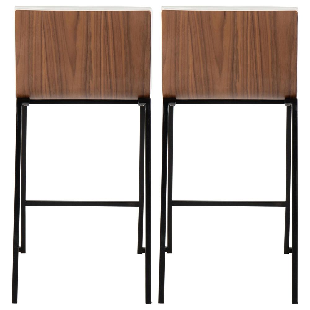 Lumisource Mason Mara Barstool with White Cushion in Gold and Walnut &#40;Set of 2&#41;, , large