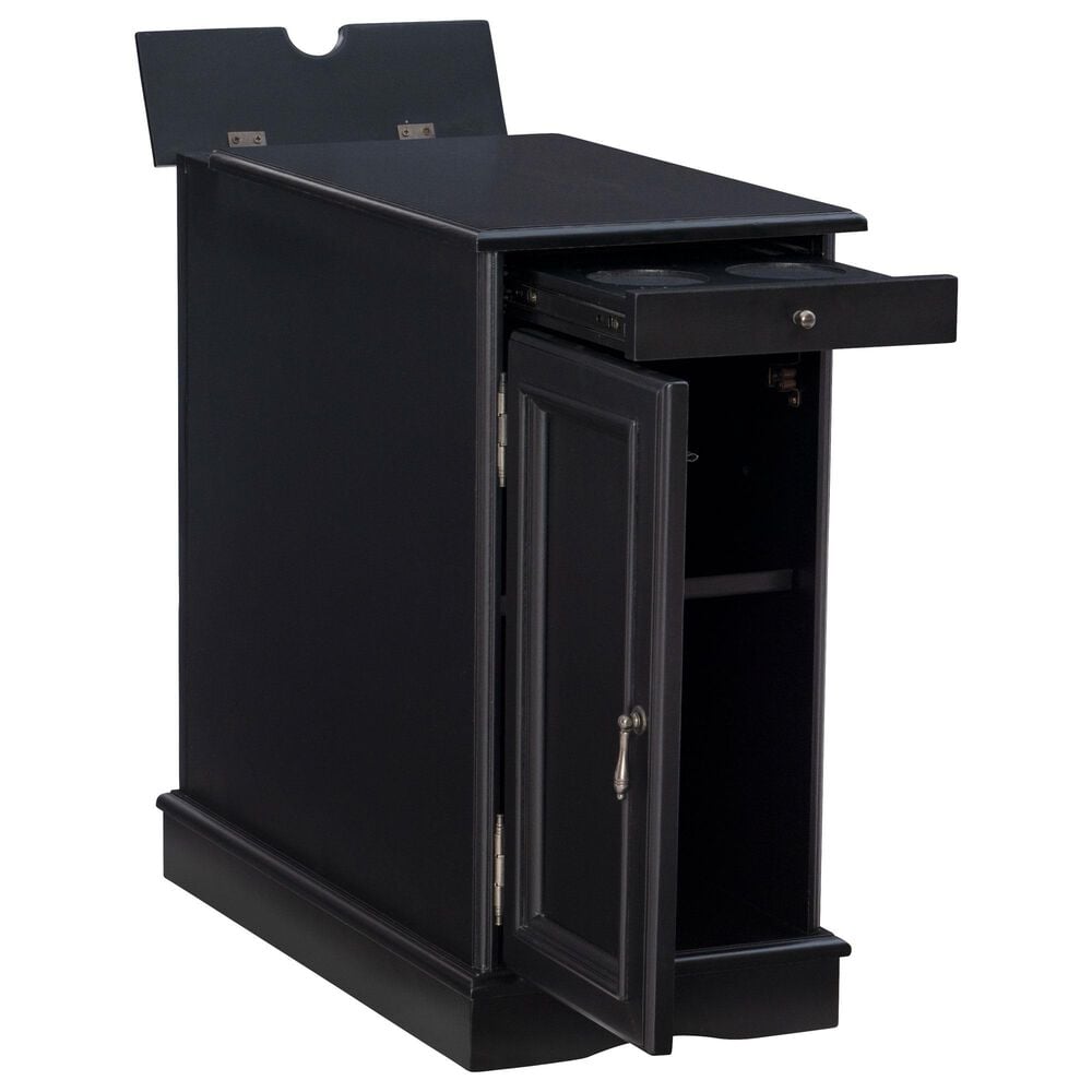 Linon Home Decor Barron Accent Table with USB Charging Station in Black, , large