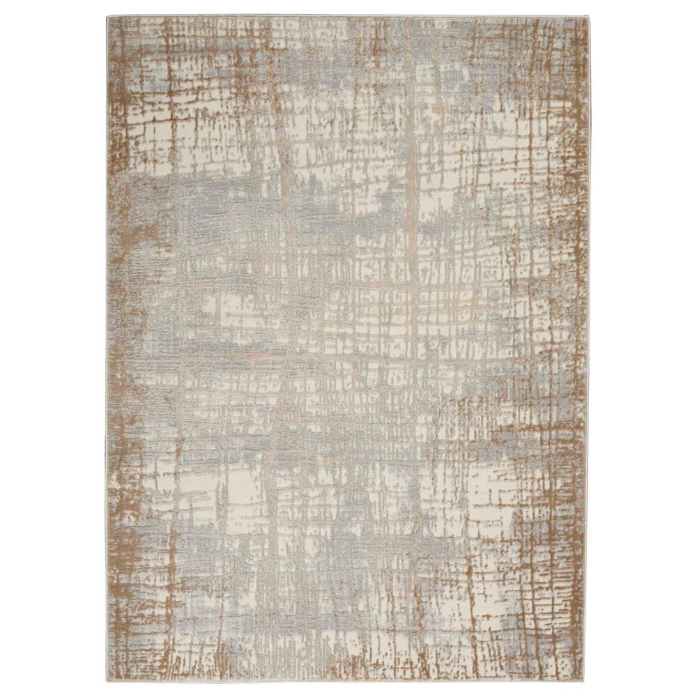 Nourison Rush 6" x 9" Ivory and Taupe Area Rug, , large