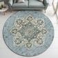 Dalyn Rug Company Silk Road Aqua, Ivory, Beige, Blue, Gold, Aloe and Gray 8" Round Area Rug, , large