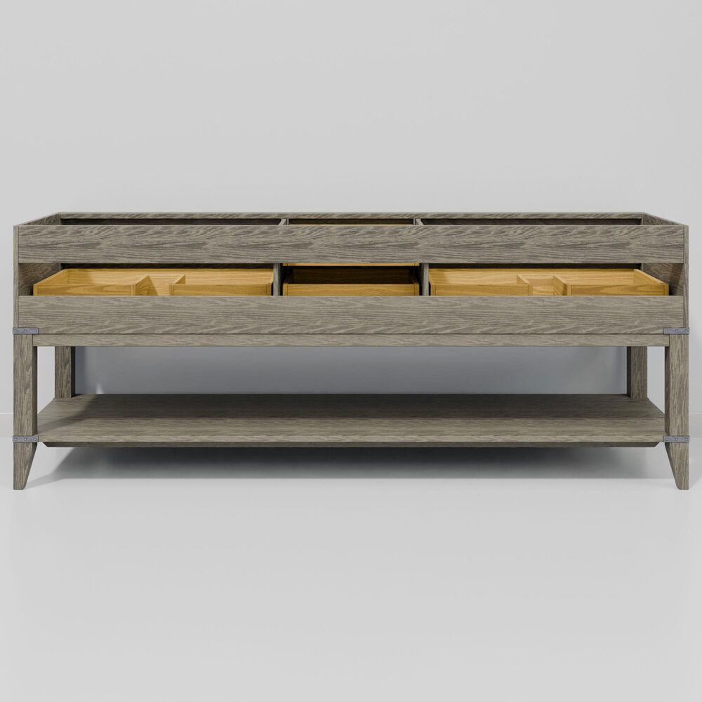 Lexora Home Norwalk 84&quot; Double Bathroom Vanity in Grey Oak with White Carrara Marble Top  and Rectangle Sink, , large