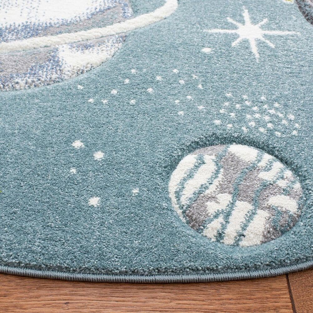 Safavieh Carousel 5&#39;3&quot; Round Teal and Ivory Kids Area  Rug, , large