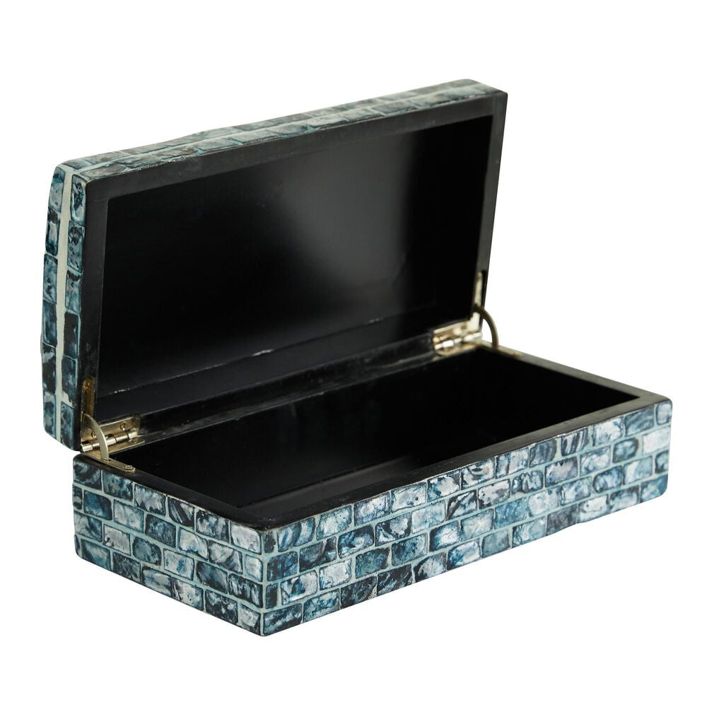 Maple and Jade 2-Piece Handmade Decorative Box Set in Polished Blue, , large