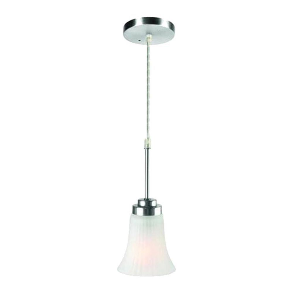 Lite Source Bendek 1 Light Mini Pendant in Satin Steel and Frosted Glass, , large
