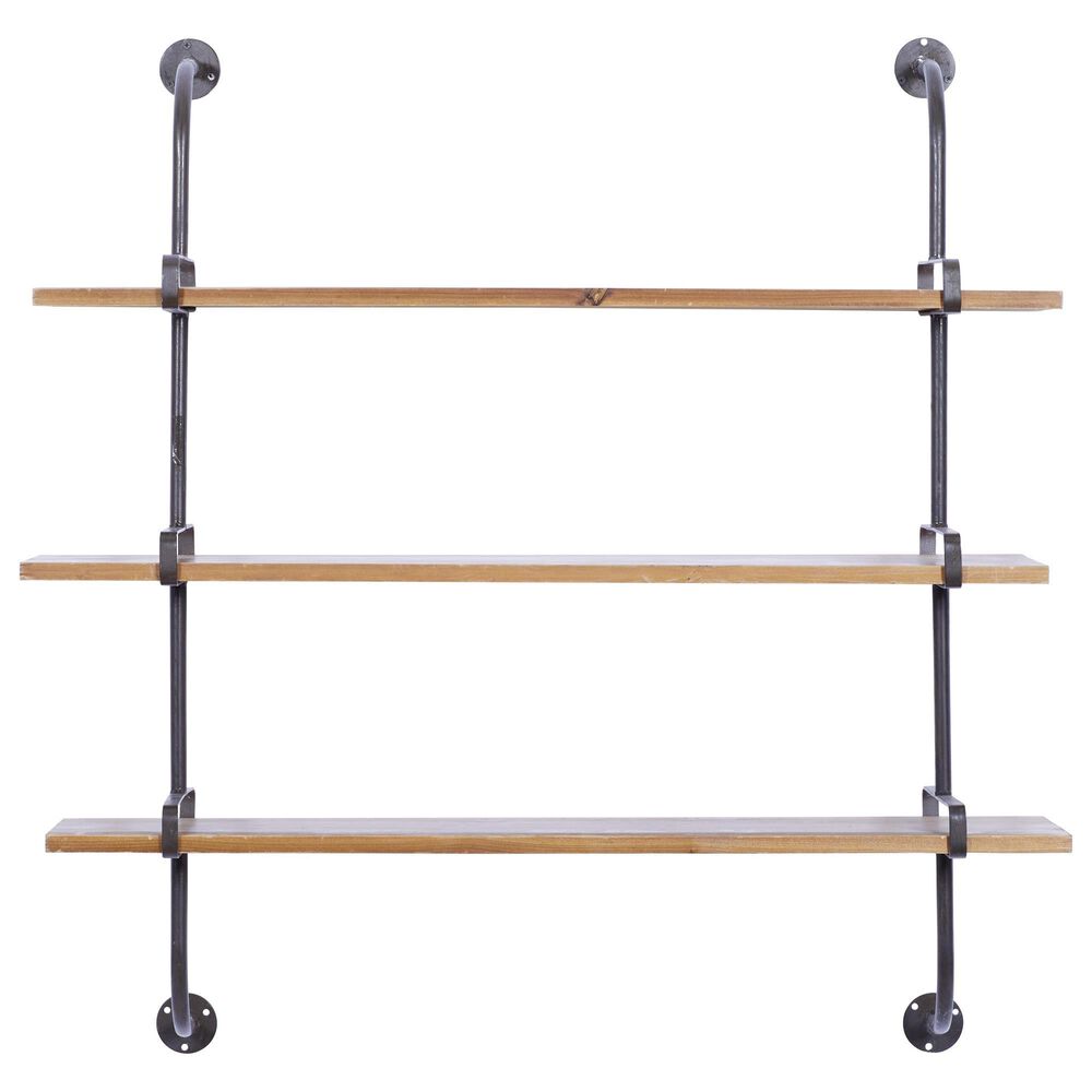Maple and Jade 38&quot; Wall Shelf in Oiled Brown and Sleek Black, , large