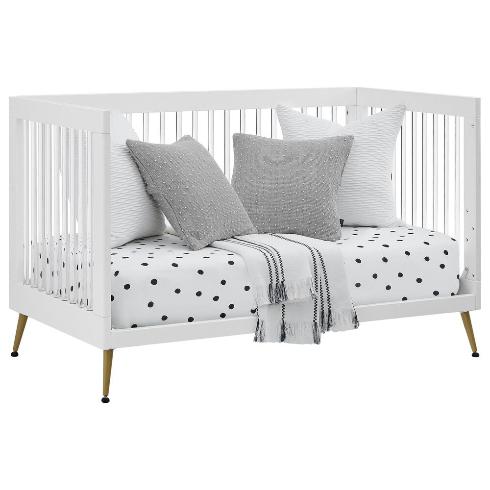 Delta Sloane 4-In-1 Acrylic Convertible Crib in Bianca White and Melted Bronze, , large