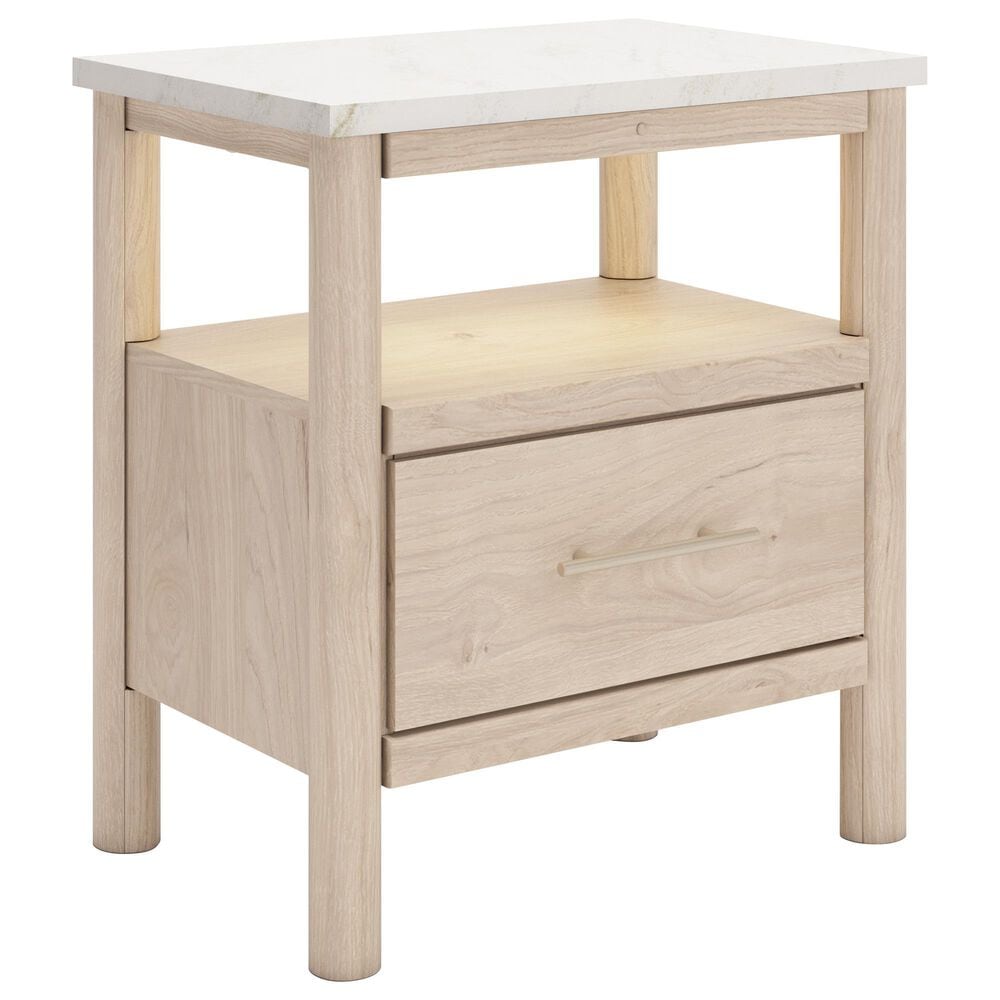 Ashley Cadmori 1-Drawer Nightstand in Brown and White, , large