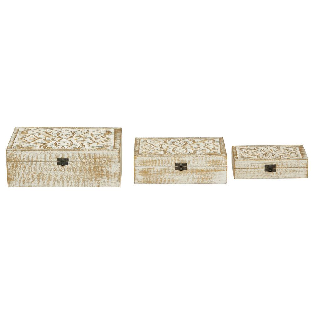Maple and Jade Coastal Box in White and Brown &#40;Set of 3&#41;, , large