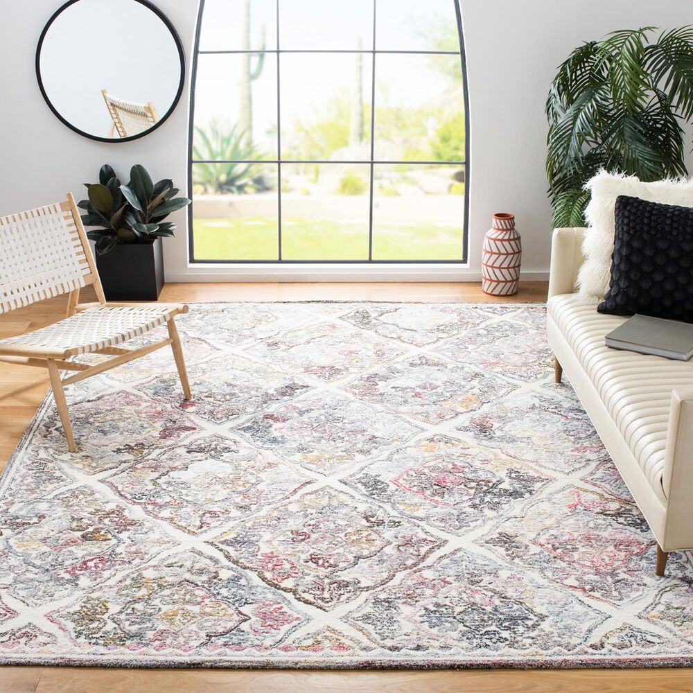 Safavieh Micro-Loop Oriental 9&#39; x 12&#39; Grey and Ivory Area Rug, , large